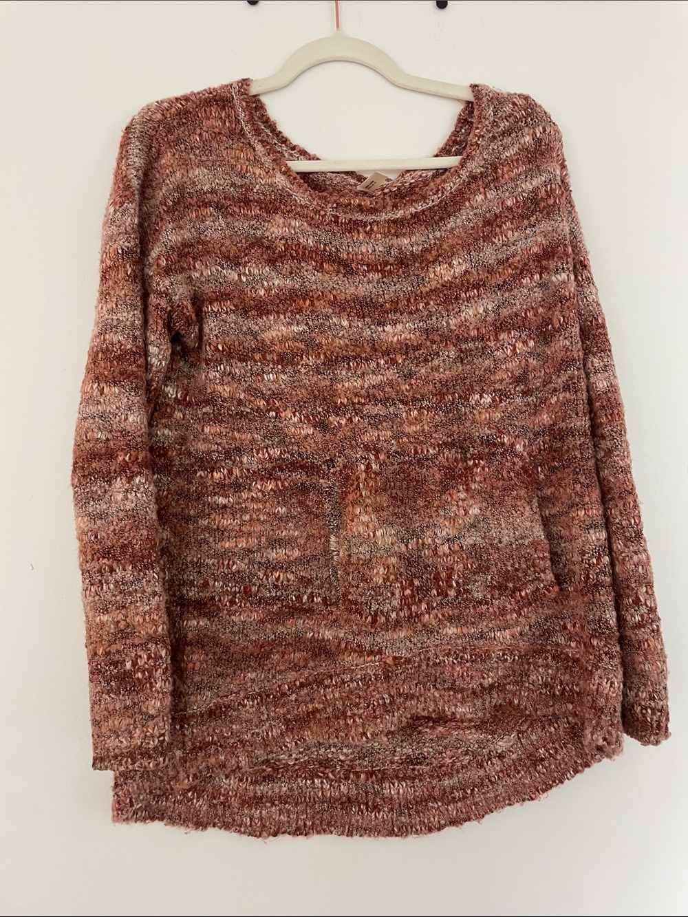 RVCA Marled Rust and Cream Oversized Crewneck Sweater